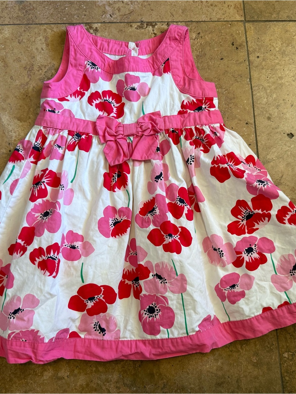 Gymboree Pink, Red & White Floral Bow Sundress